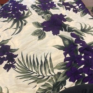 Floral Hawaiian wrap skirt/coverup. Cream with purple hibiscus